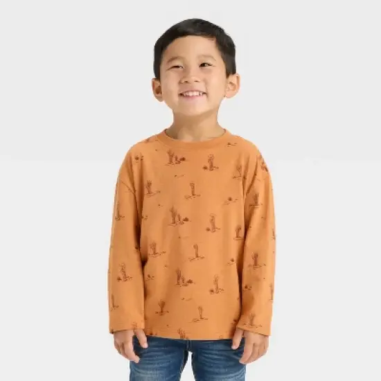 Toddler Boys' Long Sleeve Western Cactus T-Shirt - Cat & Jack&trade; Brown image {3}