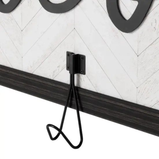 50.5" x 18.5" 5 Hook Shabby Chic Welcome Framed Coat Rack - American Art Decor image {5}