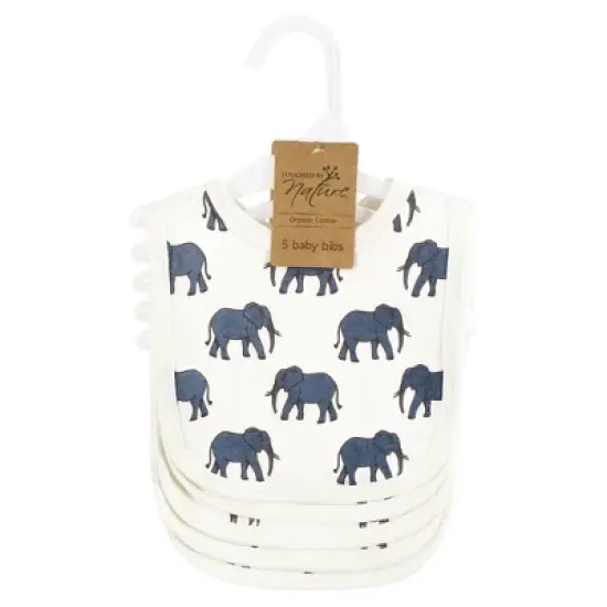 Touched by Nature Infant Boy Organic Cotton Bibs, Classic Safari Animals, One Size image {1}