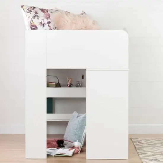Twin Tiara Loft Bed with Desk   Pure White  - South Shore image {6}
