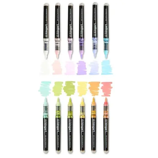 KINGART PRO Acrylic Paint Brush Pens 12 Pastel Colors image {9}