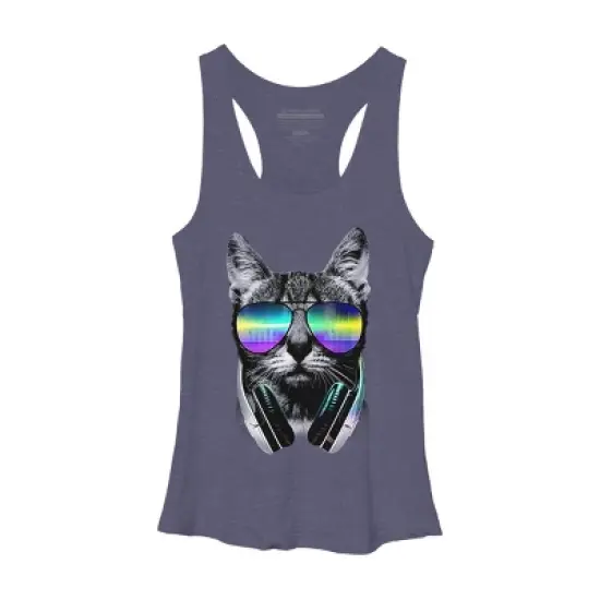 Women's Design By Humans Music Lover Cat By clingcling Racerback Tank Top image {9}