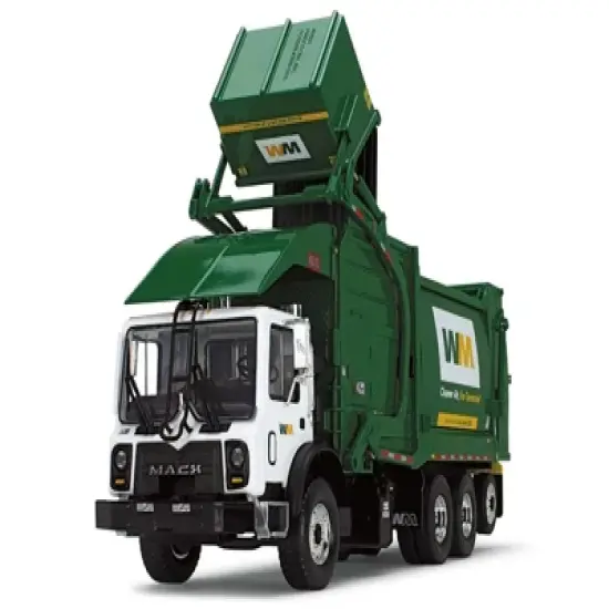Mack TerraPro Refuse Garbage Truck w/Front End Loader and CNG Tailgate White and Green w/Bin 1/34 Diecast Model by First Gear image {3}
