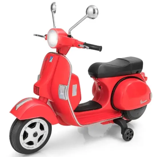 Kids Vespa Scooter 6V Rechargeable Ride on Motorcycle w/Training Wheels image {12}