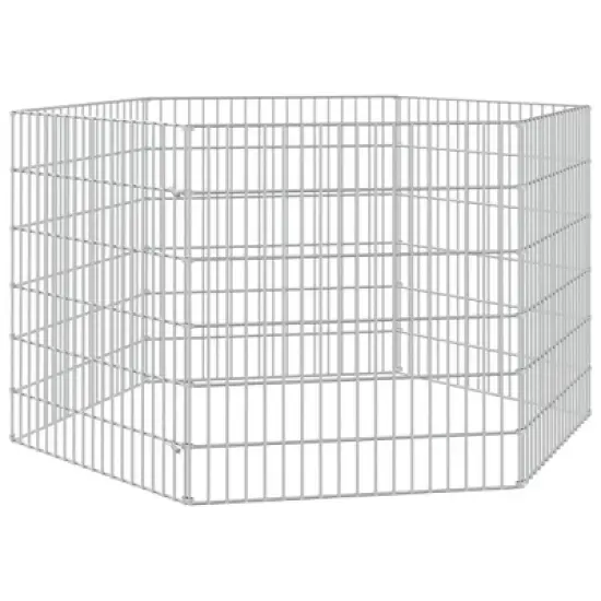 vidaXL Free Range Animal Enclosure - 6 Panel Pet Cage Flexible Assembly - Galvanized Iron Rabbit Hutch - Silver, 21.3"x23.6" image {8}