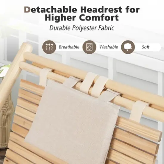 Costway Patio Outdoor Adjustable Folding Wood Sling Chair Reclining Lounge Assembly Free image {5}