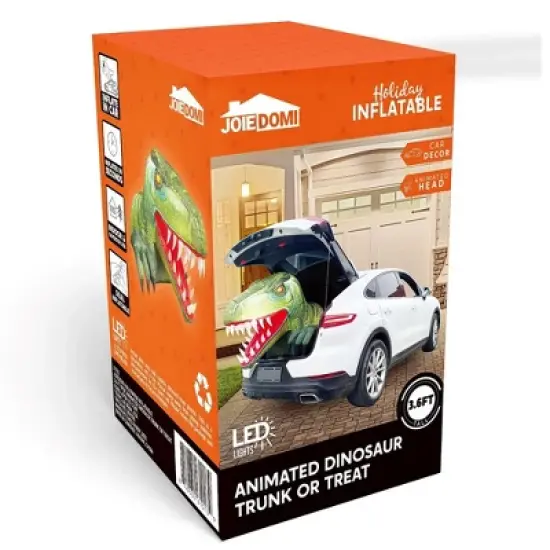Joyfy 3.6 FT Halloween Inflatable Outdoor Decorations, Animated Dinosaur Trunk or Treat Car Inflatable with LEDs for Halloween Party Yard Decoration image {8}