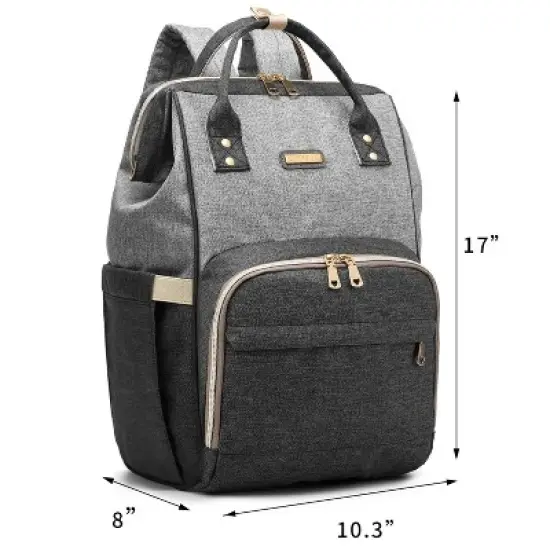 Diaper Bag Backpack with Changing Pad and Insulated Pockets - Grey image {1}
