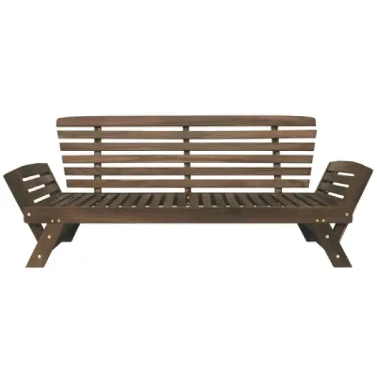 Outdoor Patio Solid Wood Daybed Sofa with Adjustable Armrests image {14}