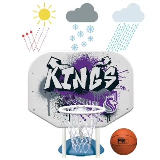 Poolmaster Graffiti Collection NBA Kings Poolside Basketball Hoop Set Durable All-Weather Base image {6}