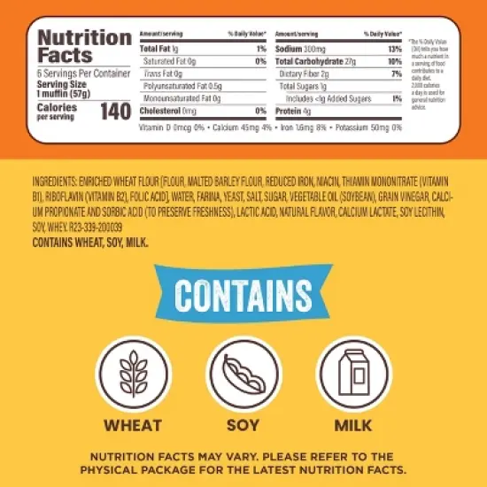 Thomas' Sourdough English Muffins - 12oz/6ct image {1}