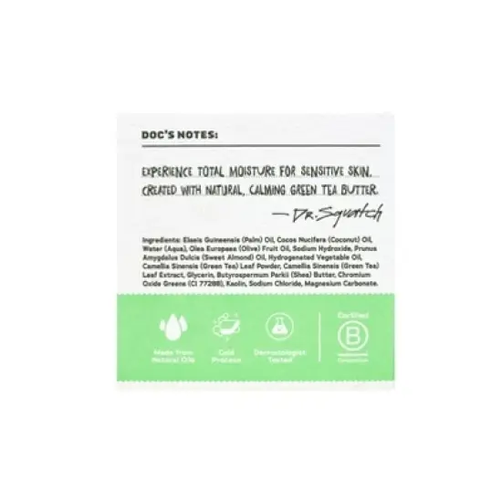 DR. SQUATCH Men's All Natural Bar Soap - Total Moisture - Green Tea Butter image {1}