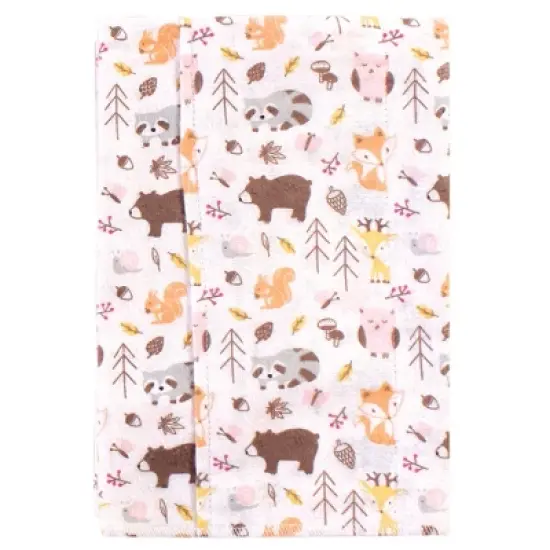 Hudson Baby Infant Girl Cotton Flannel Burp Cloths 4pk, Girl Pinecone, One Size image {1}