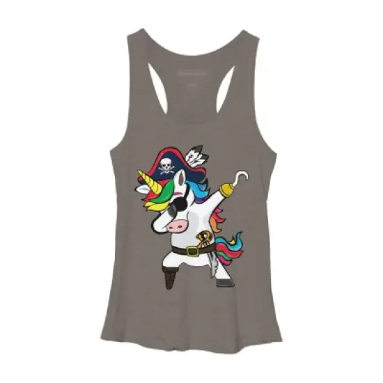 Women's Design By Humans Dabbing Dance Pirate Unicorn Gifts Funny Halloween Costume Gift By lukesstore Racerback Tank Top image {5}