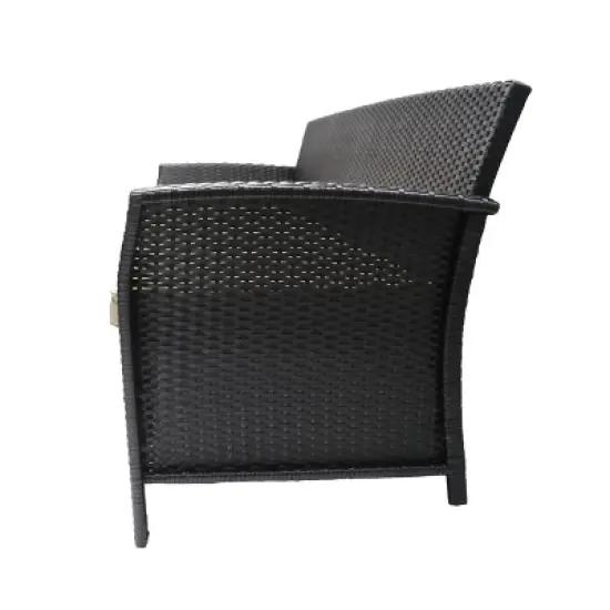 GDFStudio Raina 73" Outdoor Wicker 3 Seater Sofa with Cushion image {4}