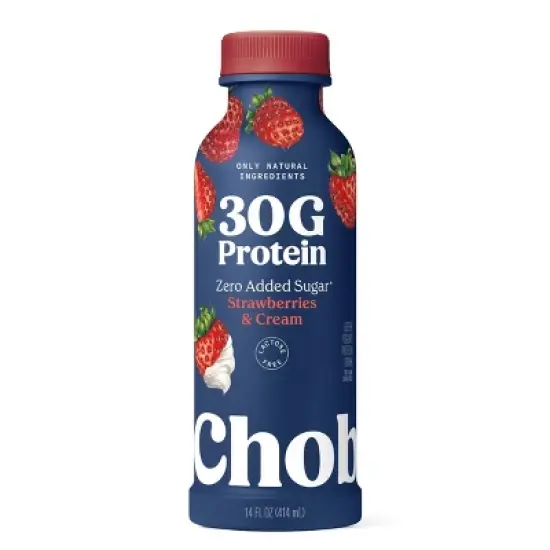 Chobani 30g Protein Strawberries and Cream Greek Probiotic Yogurt Drink - 30g Protein 14 fl oz image {10}