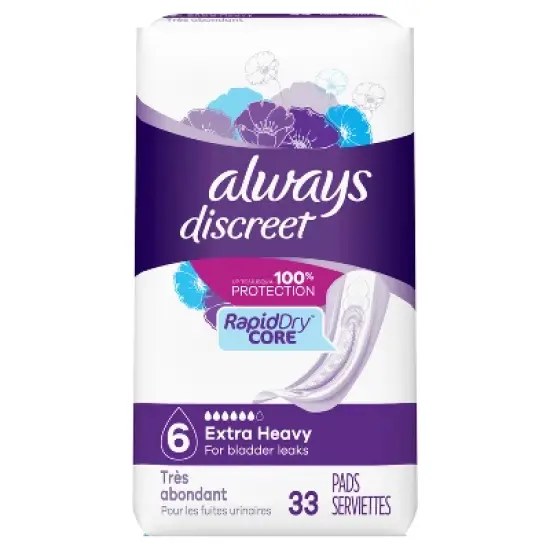 Always Discreet Extra Heavy Absorbency 6 Drop Base Pads image {5}