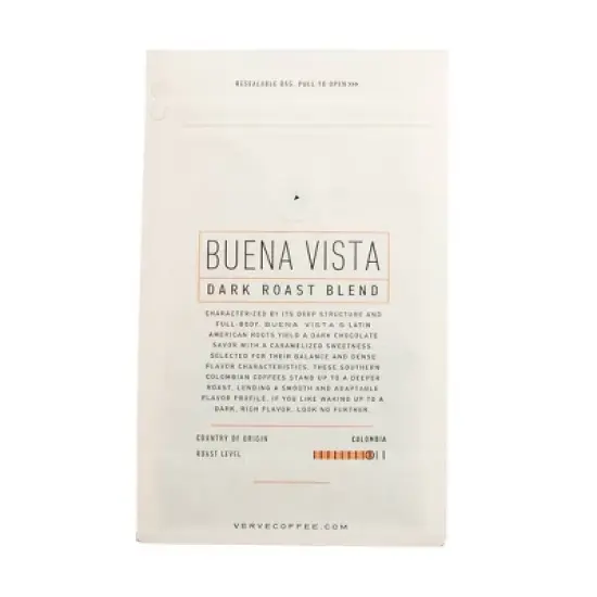 Verve Buena Vista Whole Bean Dark Roast Craft Coffee - 12oz image {1}