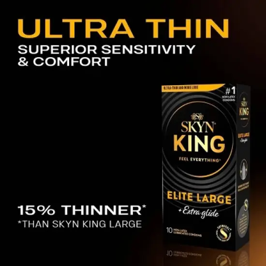 SKYN King Elite Large Extra Glide Non-Latex Condoms - 10ct image {3}