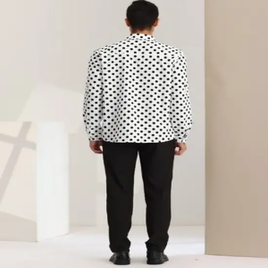 Lars Amadeus Men's Button Down Long Sleeves Casual Polka Dots Print Shirts image {4}
