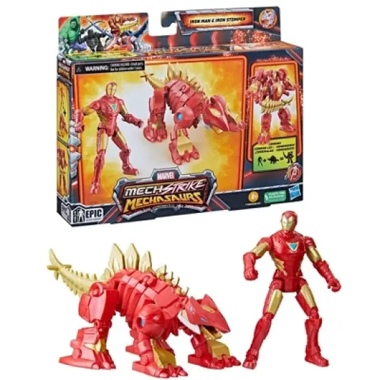 Marvel Mech Strike Mechasaurs Iron Man and Iron Stomper Action Figure Set - 2pk image {2}