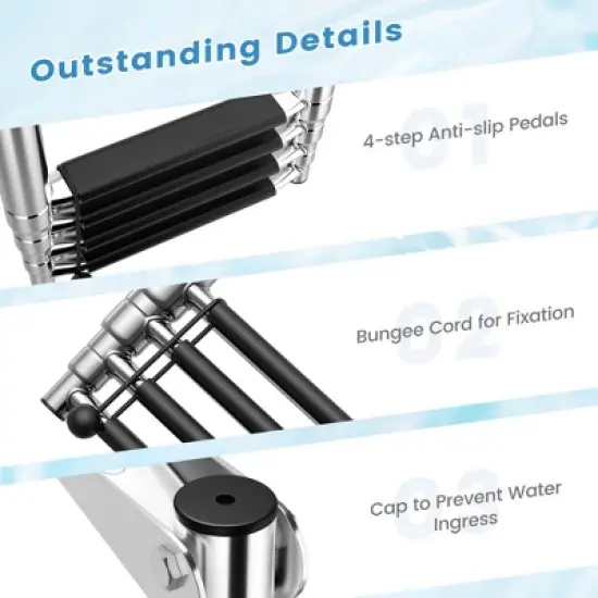 Costway 4-Step Telescoping Boat Ladder Folding Dock Ladder with Non-slip Steps image {8}