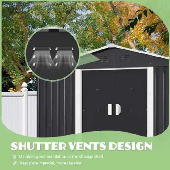 Sandinrayli 8.4 ft. W x 8.4 ft. D Outdoor Storage Metal Shed Garden Tool Steel Shed with Sliding Doors and Vents(70.56 sq. ft.) image {6}
