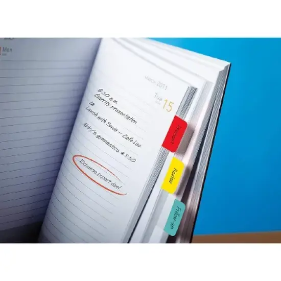 Post-it Tabs, 1" Solid, Red, Yellow, Blue, 66 Tabs & Dispenser Per Pack, 3 Packs image {3}