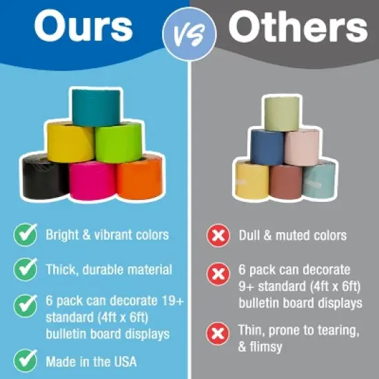 Carson Dellosa Education 65' Bright & Colorful 6 Pack Rolled Scalloped Bulletin Board Border Set (6 rolled borders) image {2}