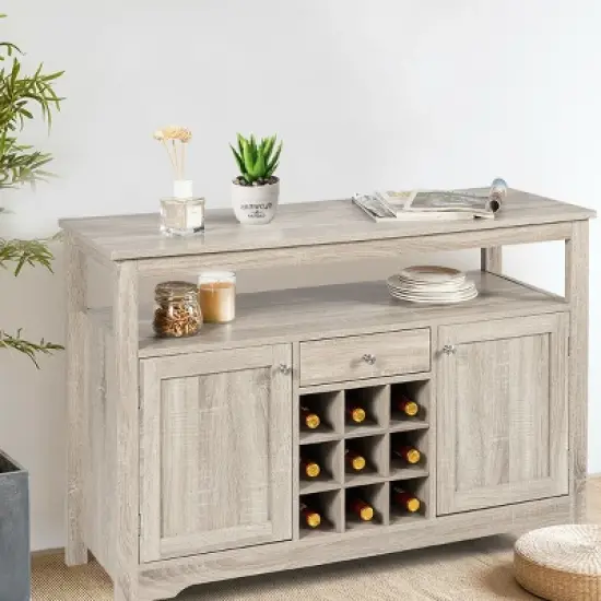 Costway Buffet Server Sideboard Wine Cabinet Console Table Grey Home image {3}