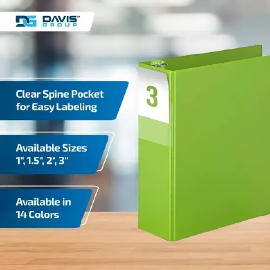 Premium Economy 3" Angle D Ring Binder 6pk Lime Green: Davis Group Jumbo Hard Cover, 625 Sheet Capacity, 2 Pockets image {4}