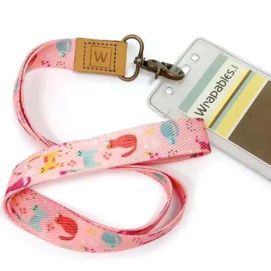 Wrapables Lanyard Keychain and ID Badge Holder, Pink Kitty image {2}