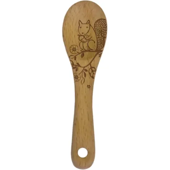 Talisman Designs Laser Etched Beechwood Mini Spoon, Woodland Collection, Squirrel image {1}