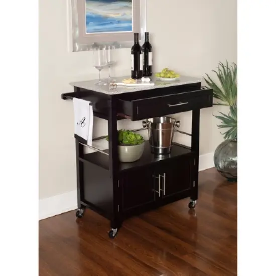 Cameron Kitchen Cart with Granite Top - Linon image {8}