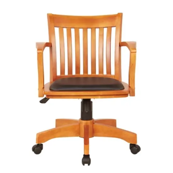 Deluxe Wood Banker's Chair Padded Seat with Base Fruitwood - OSP Home Furnishings image {1}