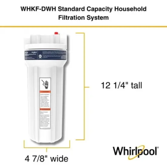 Whirlpool 10" x 2.5" Standard Whole House Water Filter Housing, Stainless Steel 3/4" Inlets, WHKF-DWH image {2}