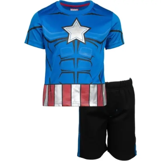 Marvel Avengers Captain America Iron Man Venom Hulk Cosplay Athletic T-Shirt and Shorts Outfit Set Toddler to Little Kid image {12}