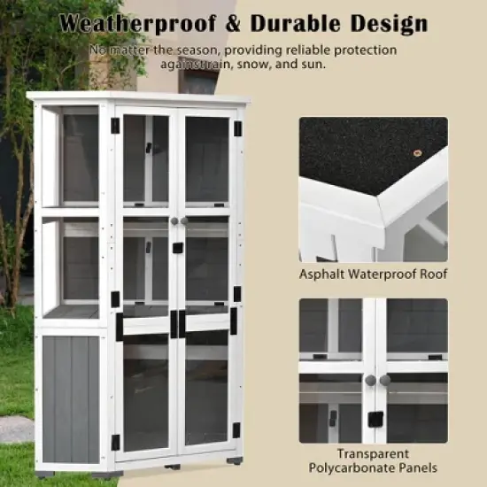 Mini Greenhouse Storage Shed: 63" Height, Wood, Waterproof and Secure image {3}