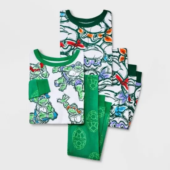 Toddler Boys' 4pc Teenage Mutant Ninja Turtles Snug Fit Pajama Set - Green image {3}
