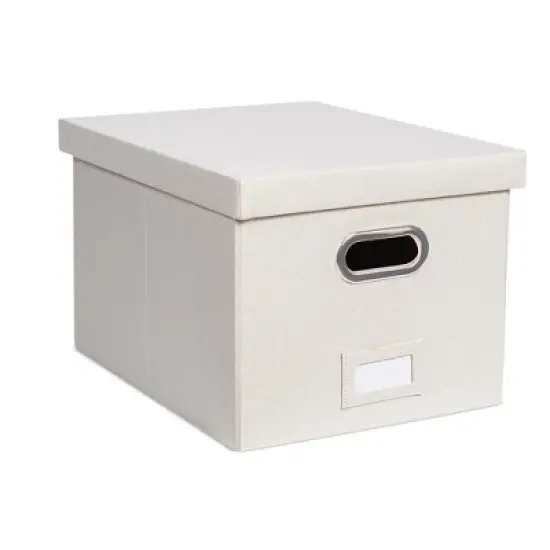 BirdRock Home 1-Pack Collapsible File Storage Organizer with Lid - Cream image {3}