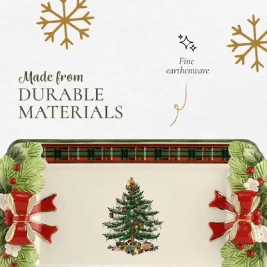 Spode Christmas Tree Figural Tartan Tray, 12-Inch Festive Serving Tray with Tartan Border, Christmas Serving Tray - Fine Earthenware image {3}