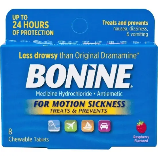 Bonine Motion Sickness Chewable Tablets, Raspberry, 8 Count image {2}