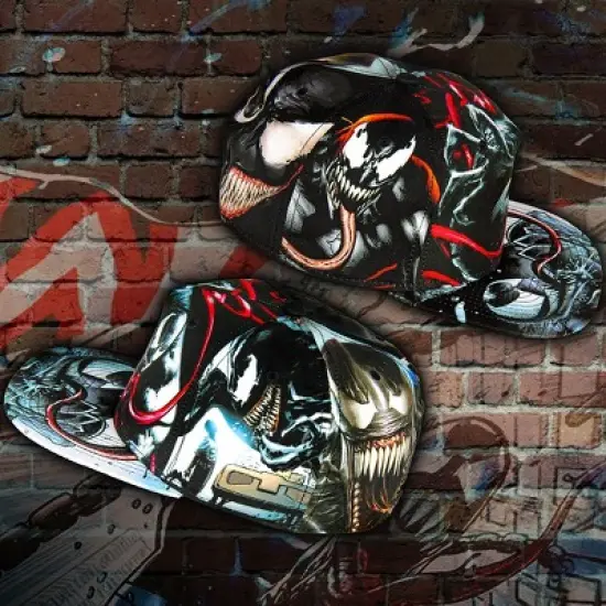 Marvel Comics Venom Sublimated All Over Print Snapback Hat Cap NEW Black image {5}