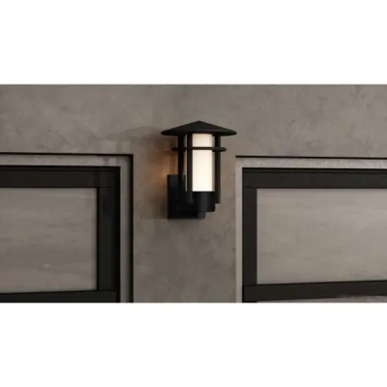 Urban Ambiance Luxury Mid-Century Modern Outdoor Wall Sconce 12''H x 9.125''W,  Midnight Black Finish,  Riverside Collection, UHP1310 image {2}
