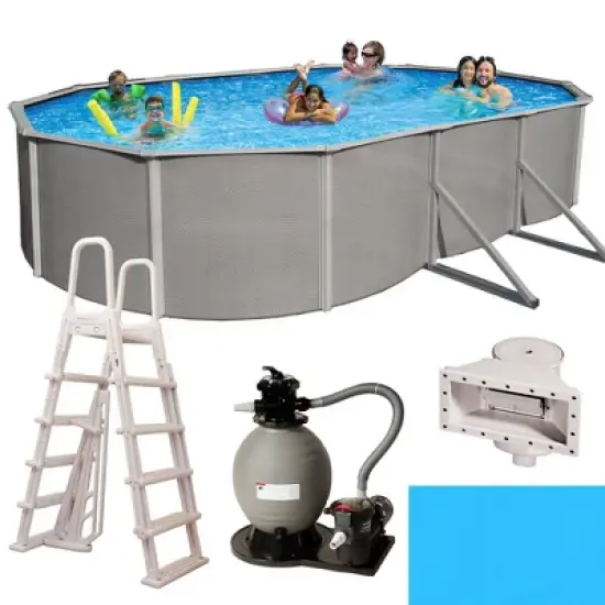 Blue Wave Oval 144"x288" Belize Steel Wall Pool Package image {15}