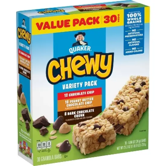 Quaker Chewy 3 Flavor Variety Pack Granola Bars - 25.3oz/30ct image {2}