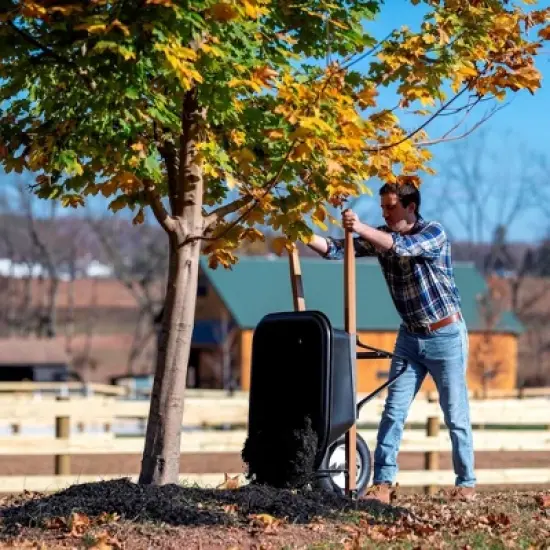 Scenic Trail Single Wheel Wheelbarrow, 5 Cubic Feet Capacity, Black image {2}