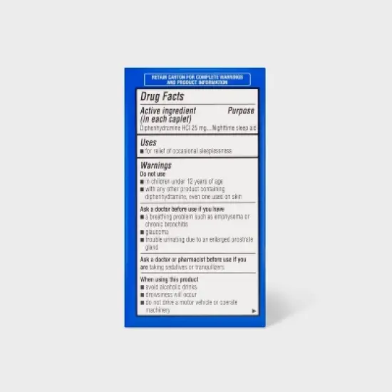 Diphenhydramine HCl Nighttime Sleep Aid Caplets - 100ct - up&up&trade; image {2}