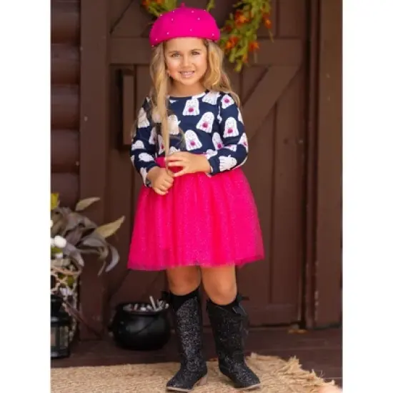Girls Boo-tiful Twirls Ghost Print Halloween Dress - Mia Belle Girls image {4}