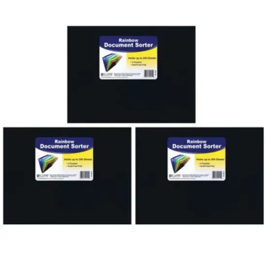 Rainbow Document Sorter, Black/Multicolor, Letter Size, Pack of 3 image {1}